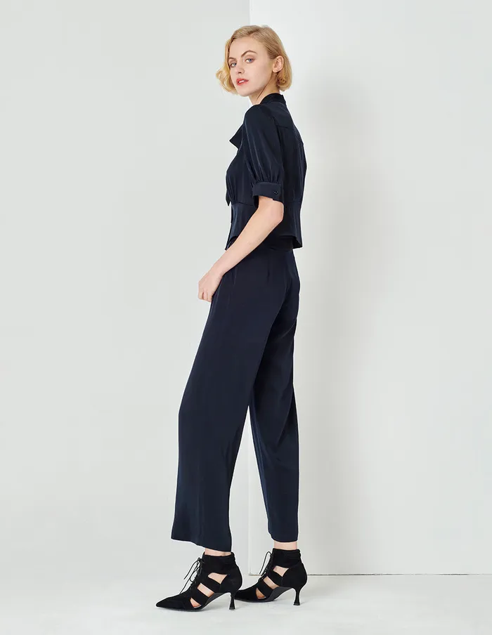 MARYLING Knitwear Dark Blue Strappy Bow Top Blue 8211 Women
