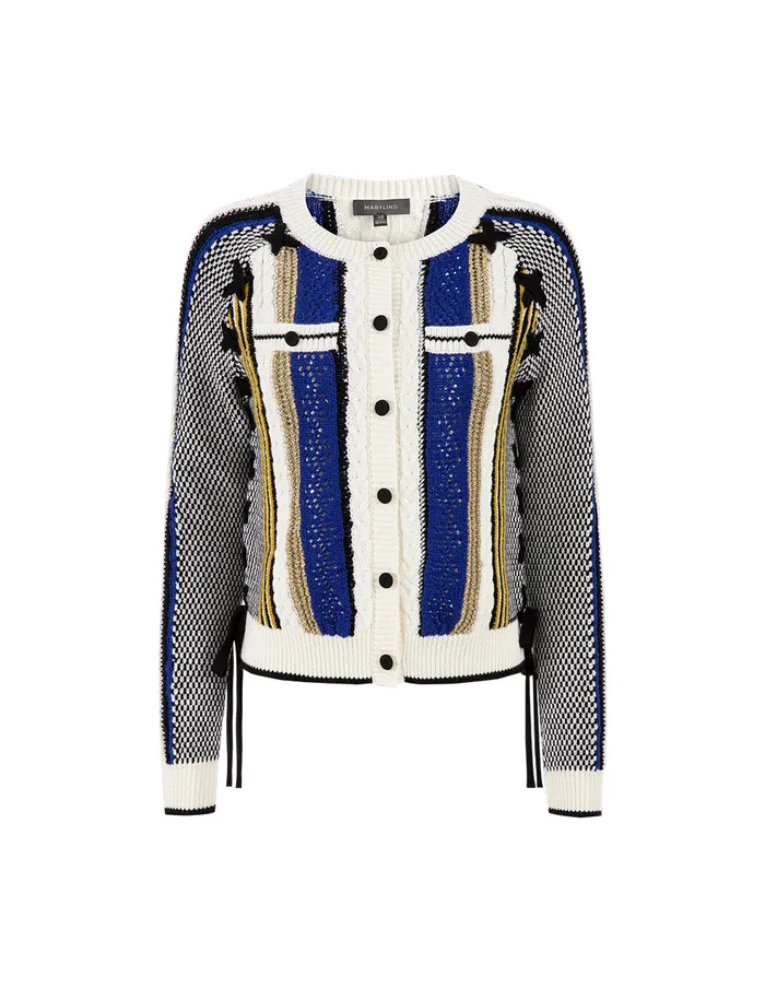 MARYLING Knitwear Desert Snow Shadow Round Neck Wololen Knitted Cardigan Mix 8211 Women MARYLING Knitwear Desert Snow Shadow Round Neck Wololen Knitted Cardigan Mix 8211 Women