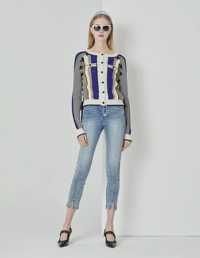 MARYLING Knitwear Desert Snow Shadow Round Neck Wololen Knitted Cardigan Mix 8211 Women MARYLING Knitwear Desert Snow Shadow Round Neck Wololen Knitted Cardigan Mix 8211 Women