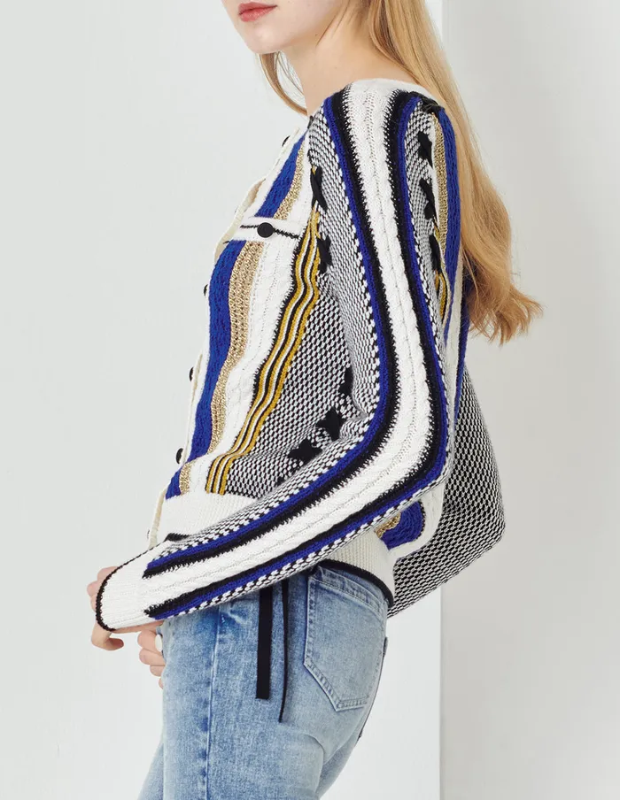 MARYLING Knitwear Desert Snow Shadow Round Neck Wololen Knitted Cardigan Mix 8211 Women MARYLING Knitwear Desert Snow Shadow Round Neck Wololen Knitted Cardigan Mix 8211 Women