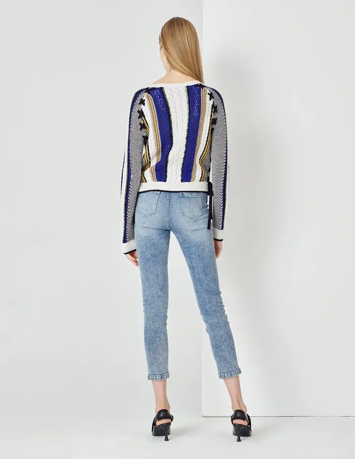 MARYLING Knitwear Desert Snow Shadow Round Neck Wololen Knitted Cardigan Mix 8211 Women MARYLING Knitwear Desert Snow Shadow Round Neck Wololen Knitted Cardigan Mix 8211 Women