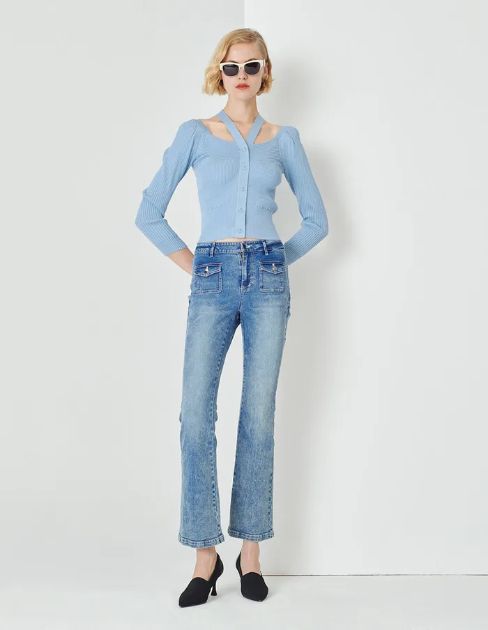 MARYLING Knitwear Foggy Blue VNeck Knitted Cardigan Blue 8211 Women