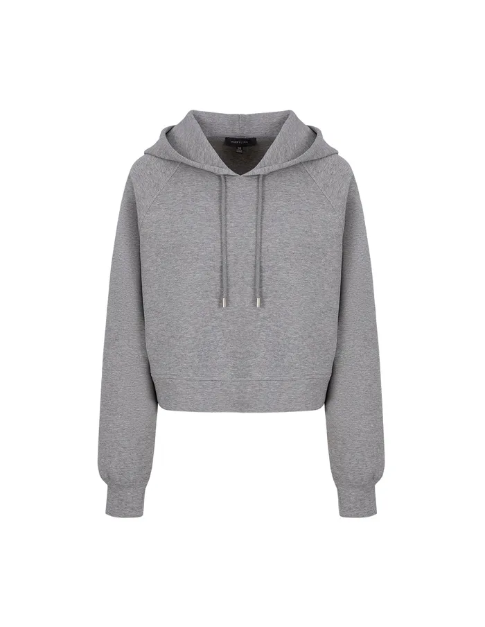 MARYLING Knitwear Gray Logo Patchwork Short Hooded Sweatshirt Grey 8211 Women MARYLING Knitwear Gray Logo Patchwork Short Hooded Sweatshirt Grey 8211 Women