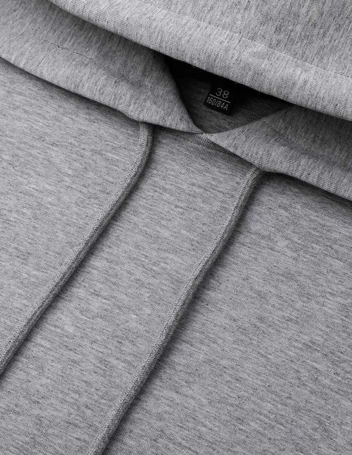MARYLING Knitwear Gray Logo Patchwork Short Hooded Sweatshirt Grey 8211 Women MARYLING Knitwear Gray Logo Patchwork Short Hooded Sweatshirt Grey 8211 Women