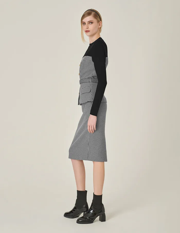 MARYLING Knitwear Houndstooth Patchwork Knitted Top With Belt Houndstooth 8211 Women MARYLING Knitwear Houndstooth Patchwork Knitted Top With Belt Houndstooth 8211 Women