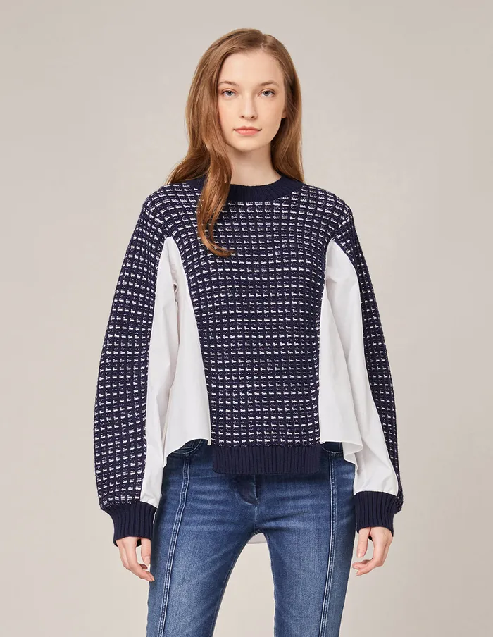 MARYLING Knitwear HYBRID KNITTED PULLOVER Navy 8211 Women