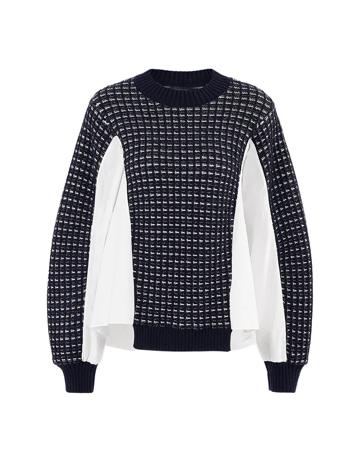MARYLING Knitwear HYBRID KNITTED PULLOVER Navy 8211 Women MARYLING Knitwear HYBRID KNITTED PULLOVER Navy 8211 Women