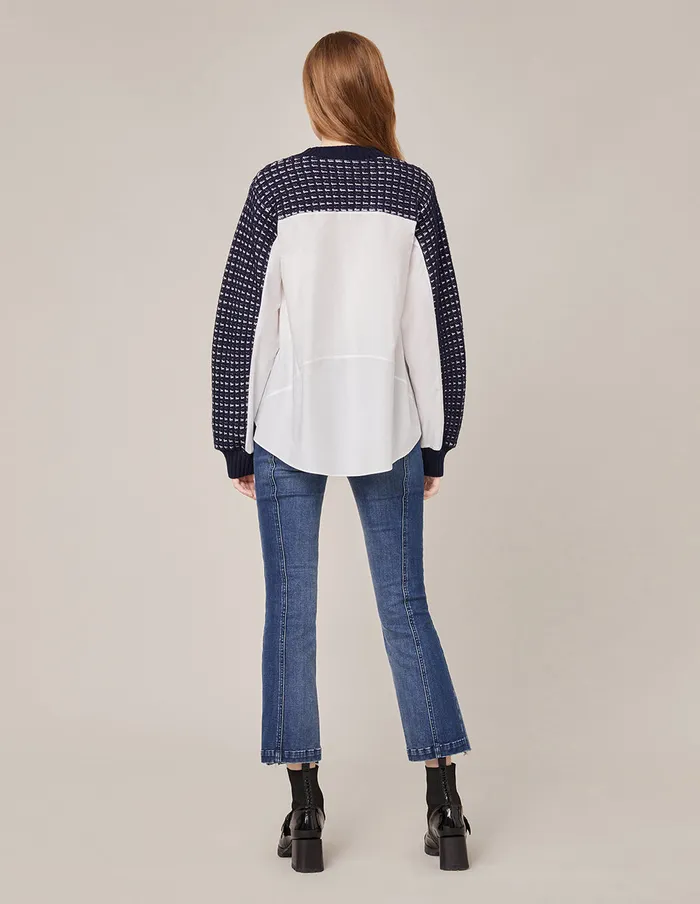 MARYLING Knitwear HYBRID KNITTED PULLOVER Navy 8211 Women MARYLING Knitwear HYBRID KNITTED PULLOVER Navy 8211 Women