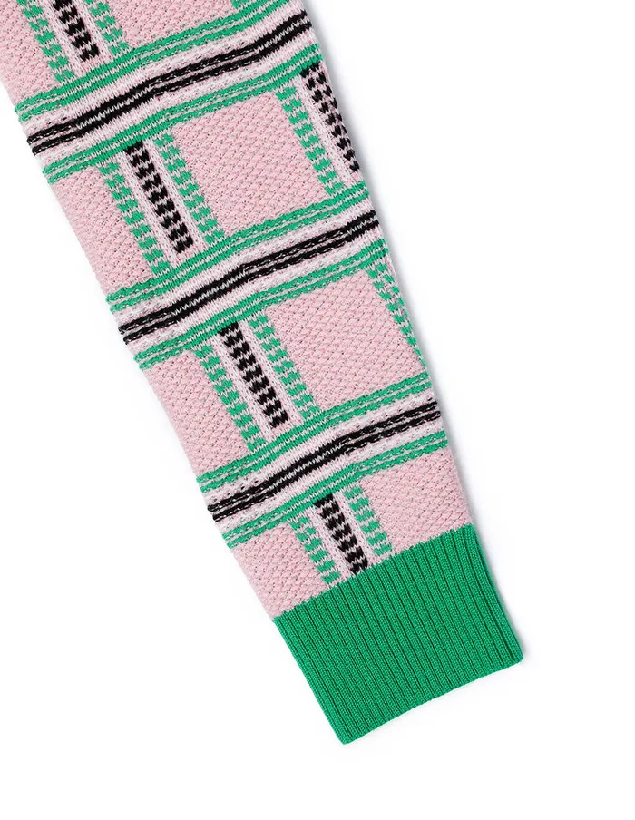 MARYLING Knitwear Loose Fit ALine White Shirt Stitched With Pink And Green Plaid Wool Cardigan Mix 8211 Women MARYLING Knitwear Loose Fit ALine White Shirt Stitched With Pink And Green Plaid Wool Cardigan Mix 8211 Women