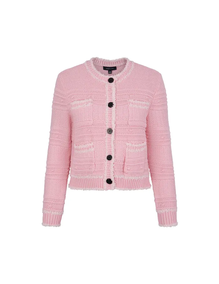 MARYLING Knitwear Pink Crew Neck Knitted Cardigan Pink 8211 Women