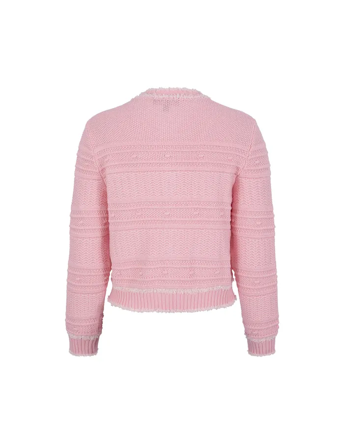 MARYLING Knitwear Pink Crew Neck Knitted Cardigan Pink 8211 Women