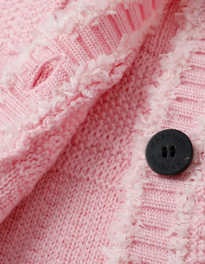 MARYLING Knitwear Pink Crew Neck Knitted Cardigan Pink 8211 Women