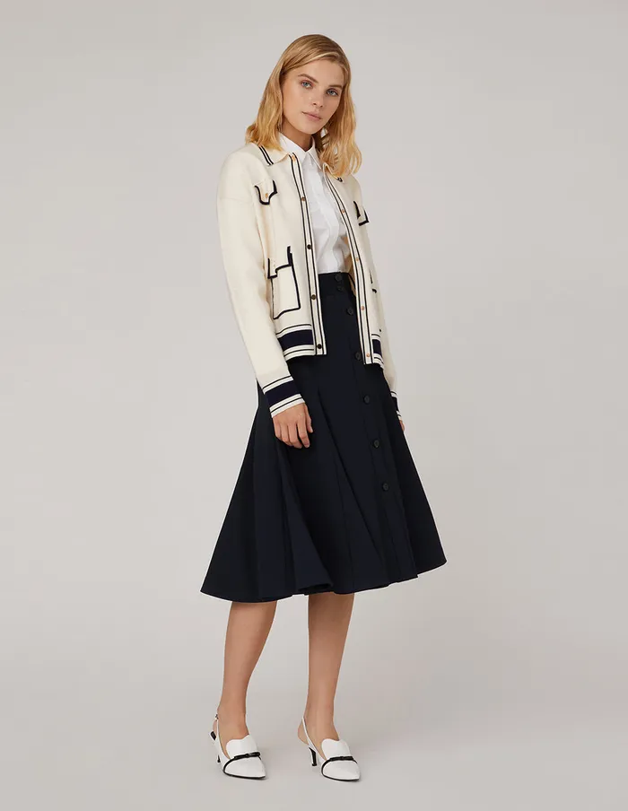 MARYLING Knitwear PoloNeck Contrast Knitted Jacket Ivory 8211 Women