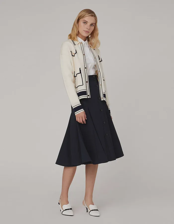 MARYLING Knitwear PoloNeck Contrast Knitted Jacket Ivory 8211 Women MARYLING Knitwear PoloNeck Contrast Knitted Jacket Ivory 8211 Women