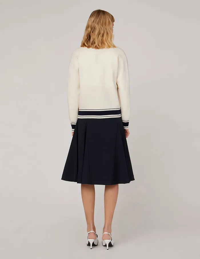 MARYLING Knitwear PoloNeck Contrast Knitted Jacket Ivory 8211 Women MARYLING Knitwear PoloNeck Contrast Knitted Jacket Ivory 8211 Women