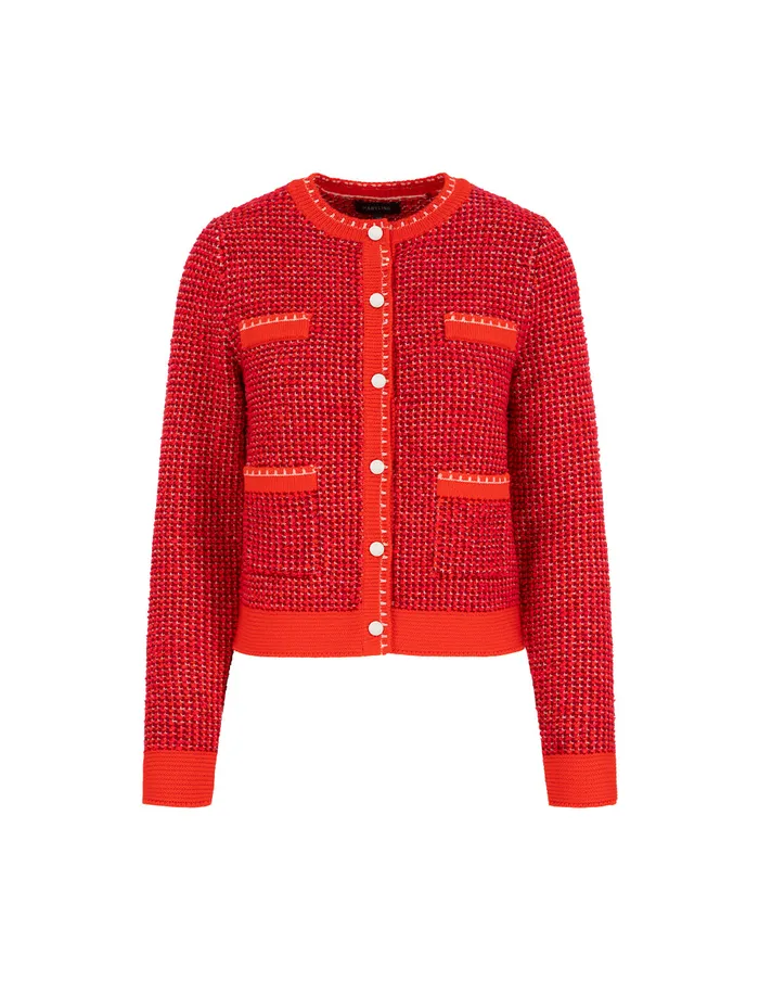 MARYLING Knitwear Red Crewneck Four Pocket Knit Cardigan Red 8211 Women MARYLING Knitwear Red Crewneck Four Pocket Knit Cardigan Red 8211 Women