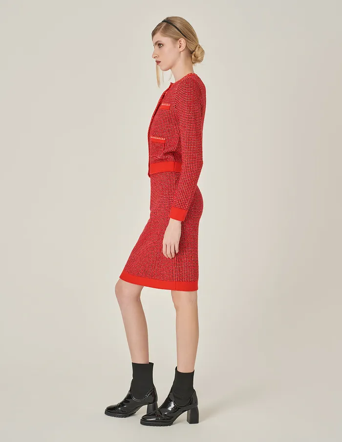 MARYLING Knitwear Red Crewneck Four Pocket Knit Cardigan Red 8211 Women MARYLING Knitwear Red Crewneck Four Pocket Knit Cardigan Red 8211 Women
