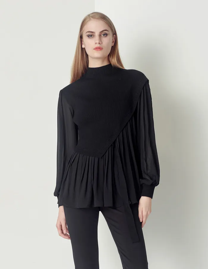 MARYLING Knitwear Romantic Black Woollen Georgette AllMatch Top Black 8211 Women MARYLING Knitwear Romantic Black Woollen Georgette AllMatch Top Black 8211 Women