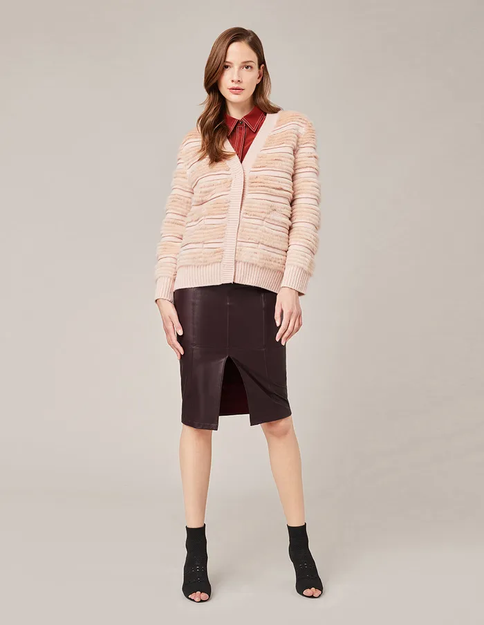 MARYLING Knitwear Spliced Knit Cardigan Misty Rose 8211 Women