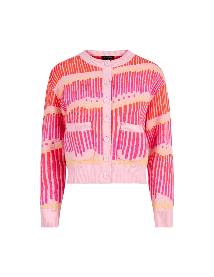 MARYLING Knitwear Strawberry Cream Round Neck Coloured Knitted Cardigan Mix 8211 Women MARYLING Knitwear Strawberry Cream Round Neck Coloured Knitted Cardigan Mix 8211 Women