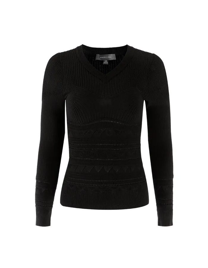 MARYLING Knitwear VNeck Knitted Pullover Black 8211 Women MARYLING Knitwear VNeck Knitted Pullover Black 8211 Women
