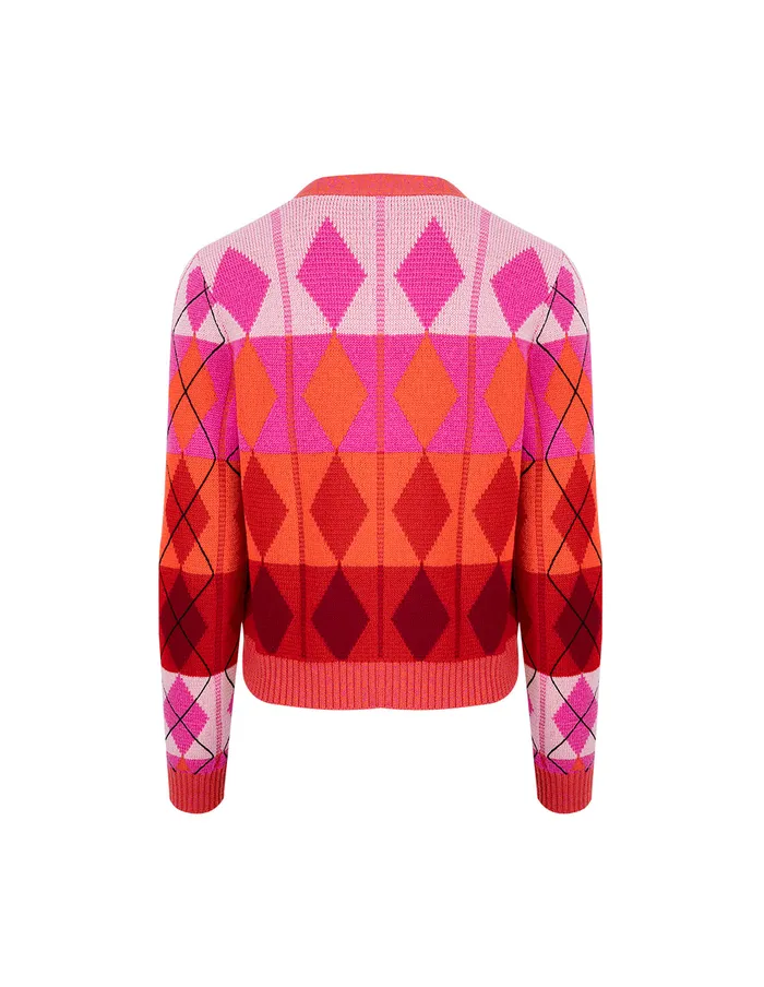 MARYLING Knitwear VNeck Red Berry Plaid Knitted Cardigan Red 8211 Women MARYLING Knitwear VNeck Red Berry Plaid Knitted Cardigan Red 8211 Women
