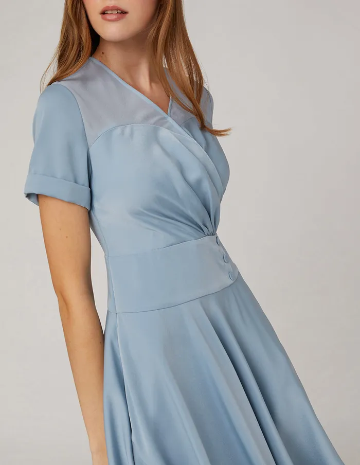 MARYLING Offce Dress Light And Transparent Neckline Dress Blue 8211 Women