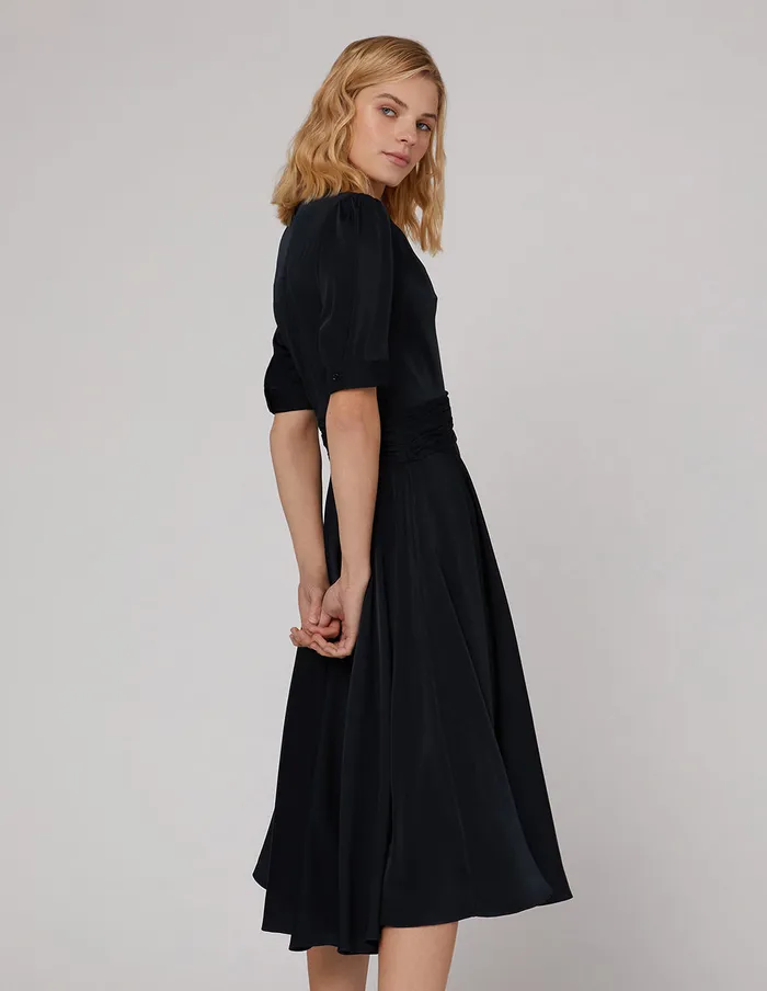 MARYLING Offce Dress VNeck FlaredHem Midi Dress Blue 8211 Women MARYLING Offce Dress VNeck FlaredHem Midi Dress Blue 8211 Women