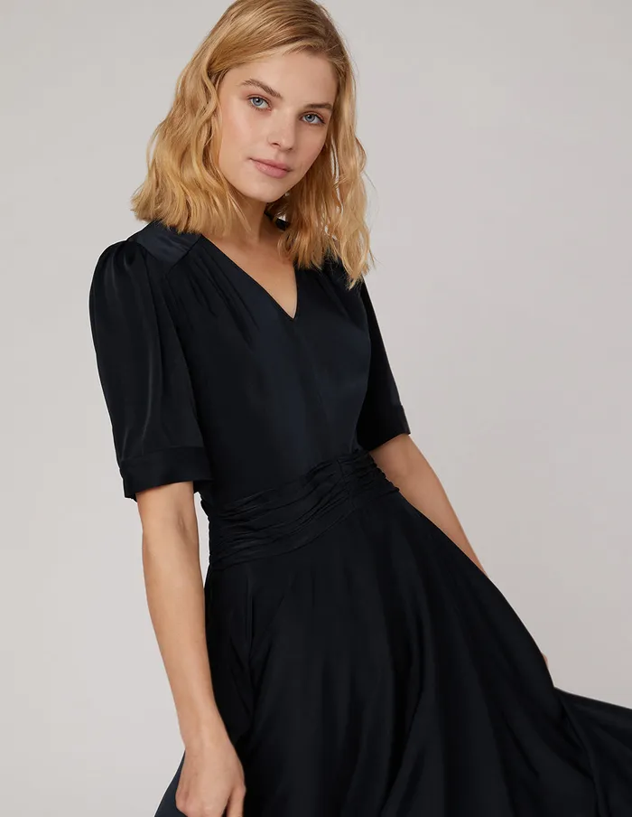 MARYLING Offce Dress VNeck FlaredHem Midi Dress Blue 8211 Women MARYLING Offce Dress VNeck FlaredHem Midi Dress Blue 8211 Women