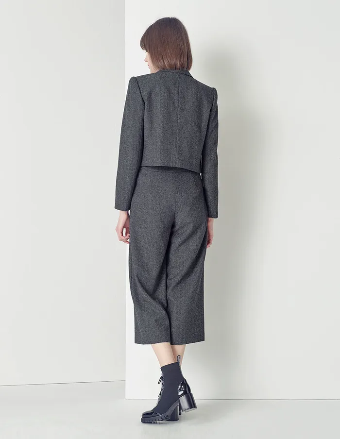 MARYLING Pants and Shorts Black And White Herringbone Pattern Crop Straight Pants Mix 8211 Women MARYLING Pants and Shorts Black And White Herringbone Pattern Crop Straight Pants Mix 8211 Women