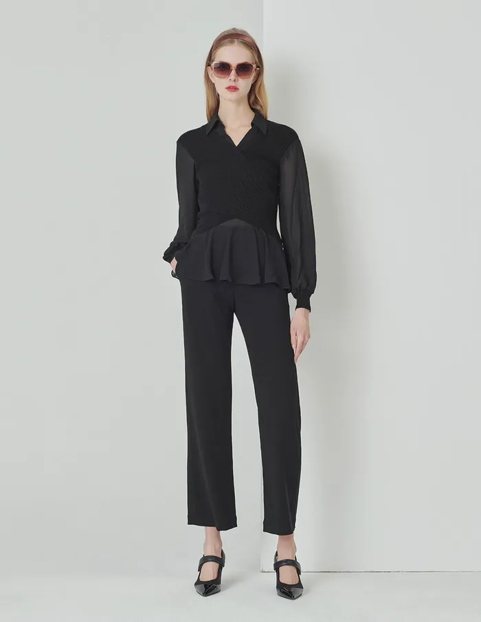 MARYLING Pants and Shorts Black Classic Straight Trousers Black 8211 Women MARYLING Pants and Shorts Black Classic Straight Trousers Black 8211 Women
