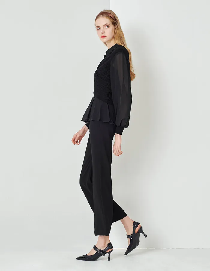MARYLING Pants and Shorts Black Classic Straight Trousers Black 8211 Women MARYLING Pants and Shorts Black Classic Straight Trousers Black 8211 Women