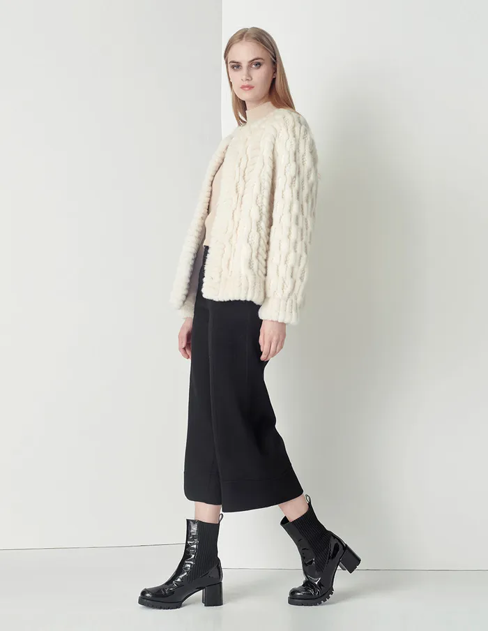 MARYLING Pants and Shorts Black Sheep Wool Slant Pockets Decorated Cropped Wideleg Pants Black 8211 Women MARYLING Pants and Shorts Black Sheep Wool Slant Pockets Decorated Cropped Wideleg Pants Black 8211 Women