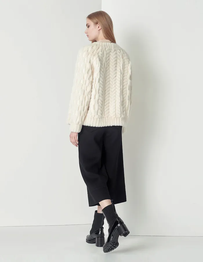 MARYLING Pants and Shorts Black Sheep Wool Slant Pockets Decorated Cropped Wideleg Pants Black 8211 Women MARYLING Pants and Shorts Black Sheep Wool Slant Pockets Decorated Cropped Wideleg Pants Black 8211 Women