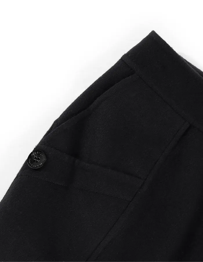MARYLING Pants and Shorts Black Sheep Wool Slant Pockets Decorated Cropped Wideleg Pants Black 8211 Women MARYLING Pants and Shorts Black Sheep Wool Slant Pockets Decorated Cropped Wideleg Pants Black 8211 Women