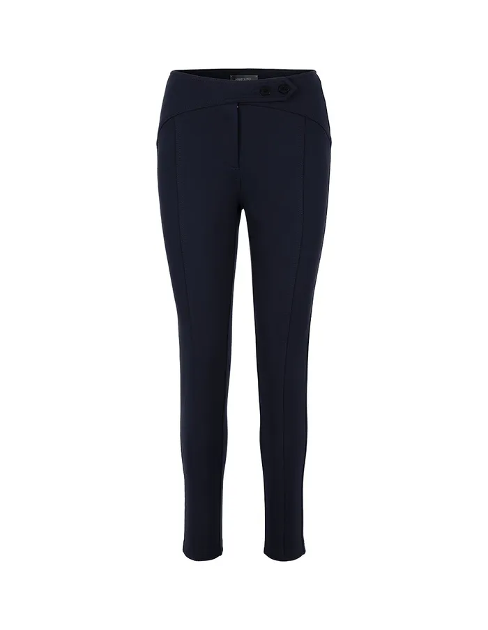 MARYLING Pants and Shorts Dark Blue Curved LineCut Slim Fit Stretch Pants Midhight Blue 8211 Women MARYLING Pants and Shorts Dark Blue Curved LineCut Slim Fit Stretch Pants Midhight Blue 8211 Women