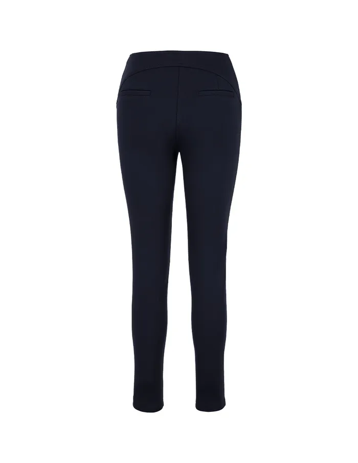 MARYLING Pants and Shorts Dark Blue Curved LineCut Slim Fit Stretch Pants Midhight Blue 8211 Women MARYLING Pants and Shorts Dark Blue Curved LineCut Slim Fit Stretch Pants Midhight Blue 8211 Women