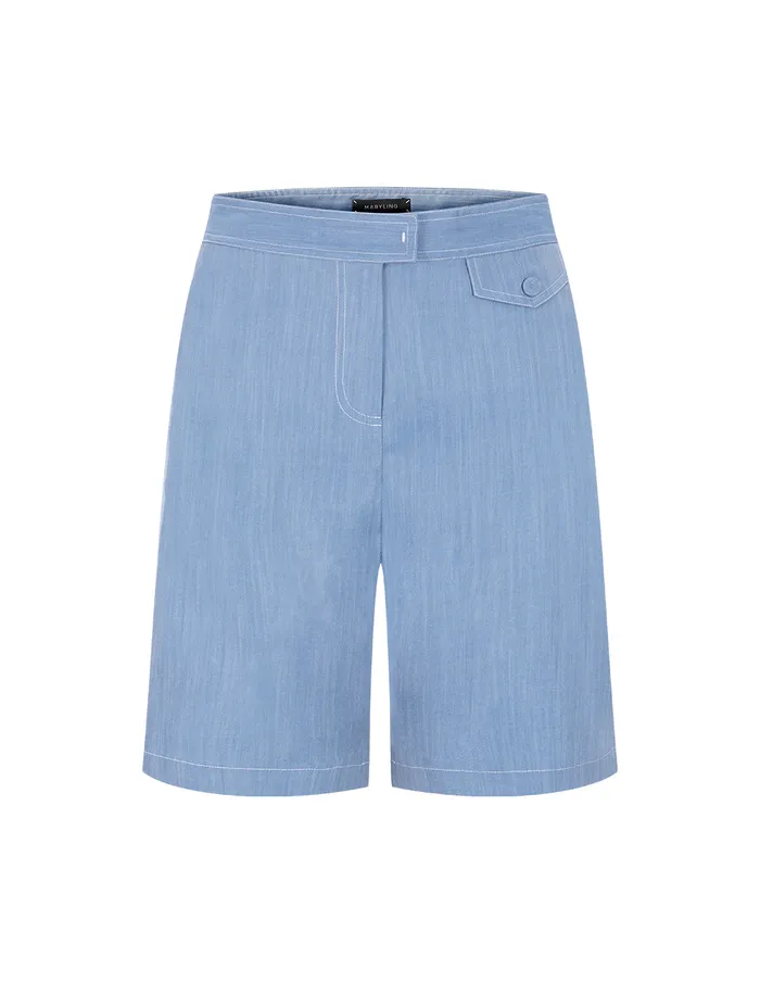 MARYLING Pants and Shorts Denim Blue MidRise Slanted Pocket Trousers Blue 8211 Women MARYLING Pants and Shorts Denim Blue MidRise Slanted Pocket Trousers Blue 8211 Women