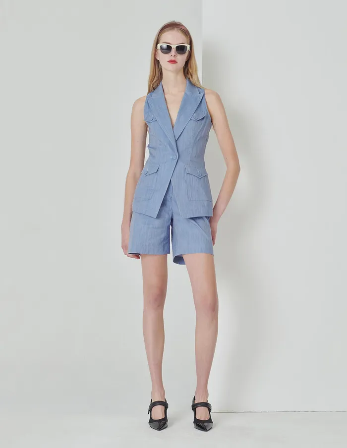 MARYLING Pants and Shorts Denim Blue MidRise Slanted Pocket Trousers Blue 8211 Women MARYLING Pants and Shorts Denim Blue MidRise Slanted Pocket Trousers Blue 8211 Women