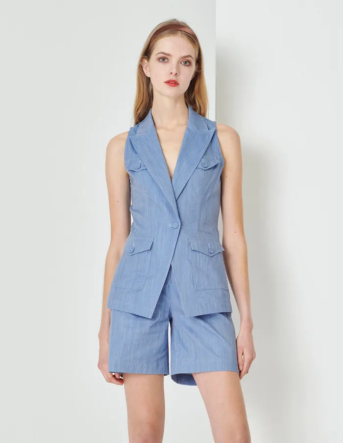 MARYLING Pants and Shorts Denim Blue MidRise Slanted Pocket Trousers Blue 8211 Women MARYLING Pants and Shorts Denim Blue MidRise Slanted Pocket Trousers Blue 8211 Women
