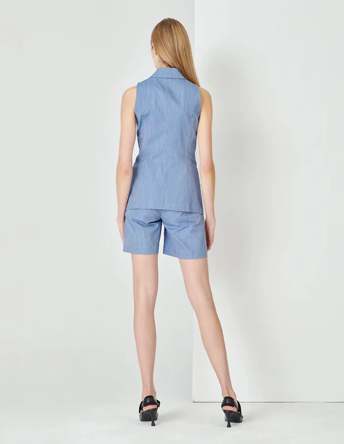 MARYLING Pants and Shorts Denim Blue MidRise Slanted Pocket Trousers Blue 8211 Women MARYLING Pants and Shorts Denim Blue MidRise Slanted Pocket Trousers Blue 8211 Women