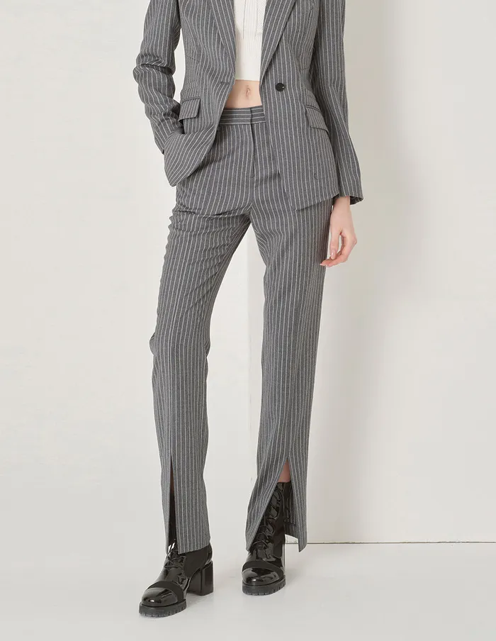 MARYLING Pants and Shorts OffWhite Striped Slit Suit Trousers Stripes 8211 Women MARYLING Pants and Shorts OffWhite Striped Slit Suit Trousers Stripes 8211 Women