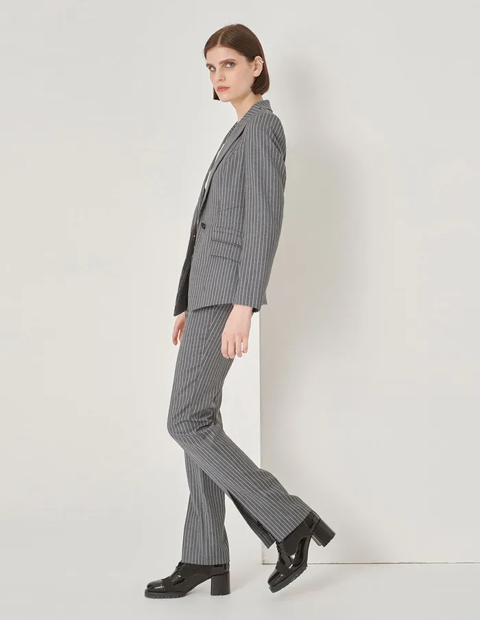 MARYLING Pants and Shorts OffWhite Striped Slit Suit Trousers Stripes 8211 Women MARYLING Pants and Shorts OffWhite Striped Slit Suit Trousers Stripes 8211 Women