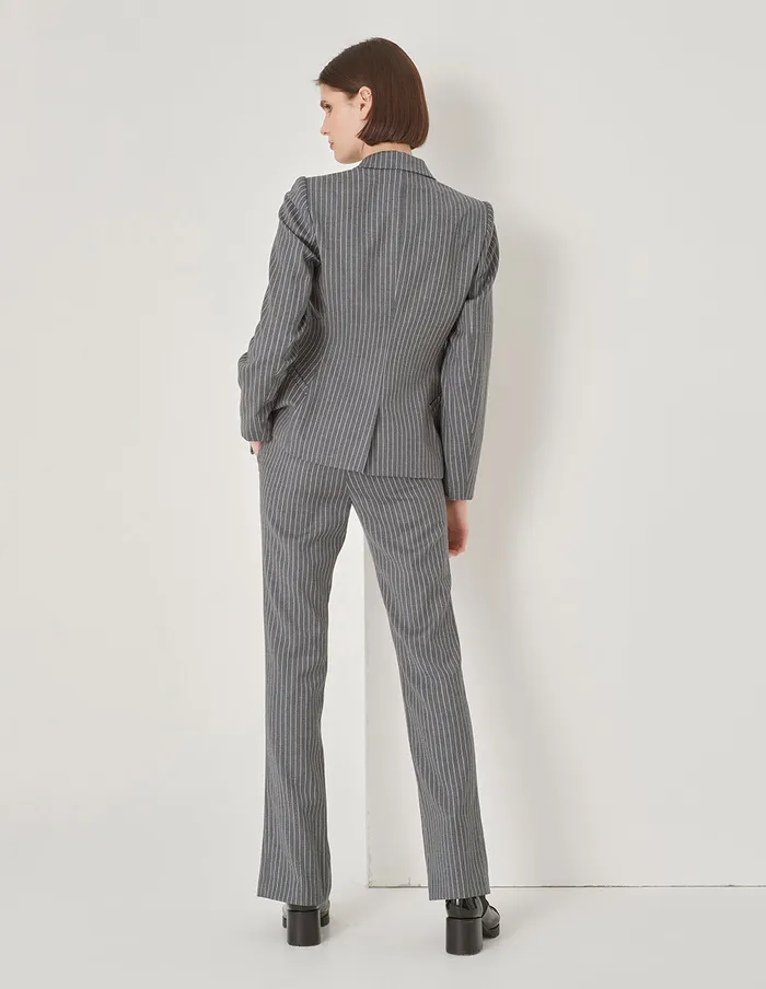 MARYLING Pants and Shorts OffWhite Striped Slit Suit Trousers Stripes 8211 Women MARYLING Pants and Shorts OffWhite Striped Slit Suit Trousers Stripes 8211 Women