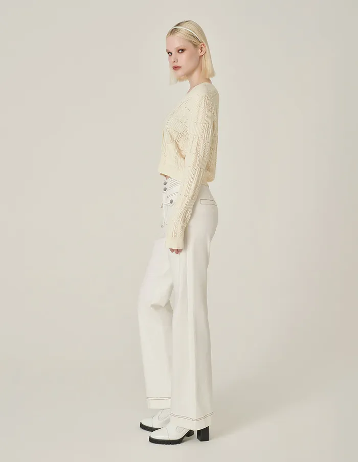 MARYLING Pants and Shorts StraightLeg Jeans With White Contrast Stitching Snow 8211 Women MARYLING Pants and Shorts StraightLeg Jeans With White Contrast Stitching Snow 8211 Women