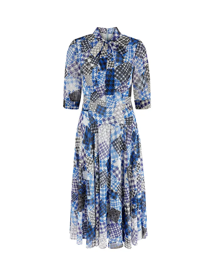 MARYLING Printed Dress Patchwork Printed TieNeck Midi Dress Mix 8211 Women