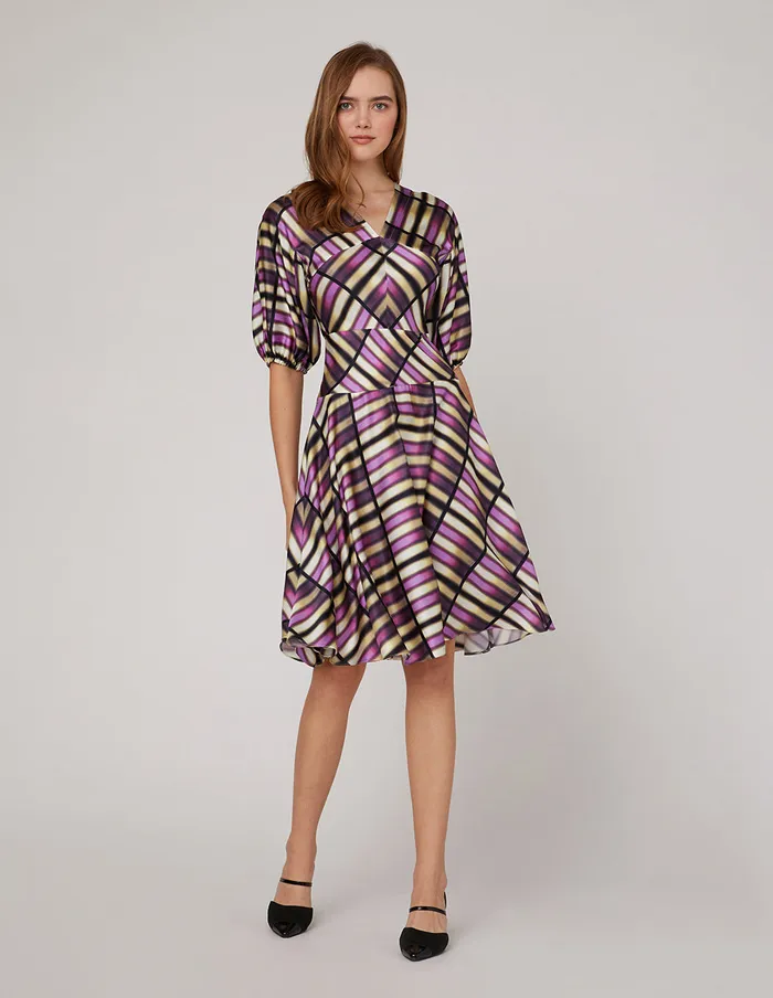 MARYLING Printed Dress Pink Plaid Vneck Raglan Sleeve Silk Dress Mix 8211 Women MARYLING Printed Dress Pink Plaid Vneck Raglan Sleeve Silk Dress Mix 8211 Women