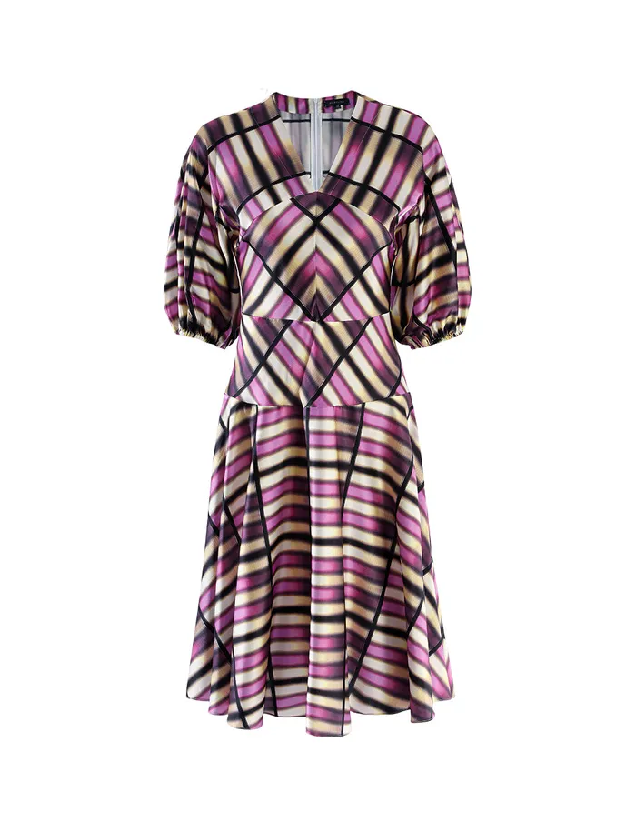 MARYLING Printed Dress Pink Plaid Vneck Raglan Sleeve Silk Dress Mix 8211 Women MARYLING Printed Dress Pink Plaid Vneck Raglan Sleeve Silk Dress Mix 8211 Women