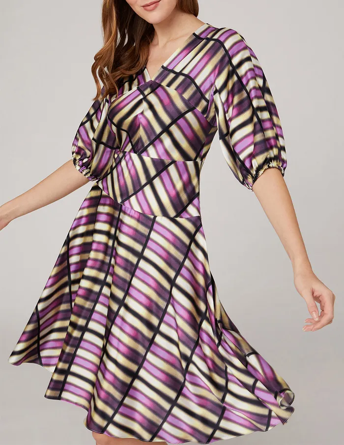 MARYLING Printed Dress Pink Plaid Vneck Raglan Sleeve Silk Dress Mix 8211 Women MARYLING Printed Dress Pink Plaid Vneck Raglan Sleeve Silk Dress Mix 8211 Women