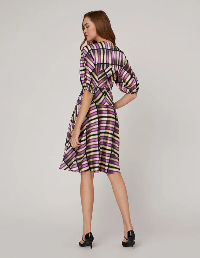 MARYLING Printed Dress Pink Plaid Vneck Raglan Sleeve Silk Dress Mix 8211 Women MARYLING Printed Dress Pink Plaid Vneck Raglan Sleeve Silk Dress Mix 8211 Women